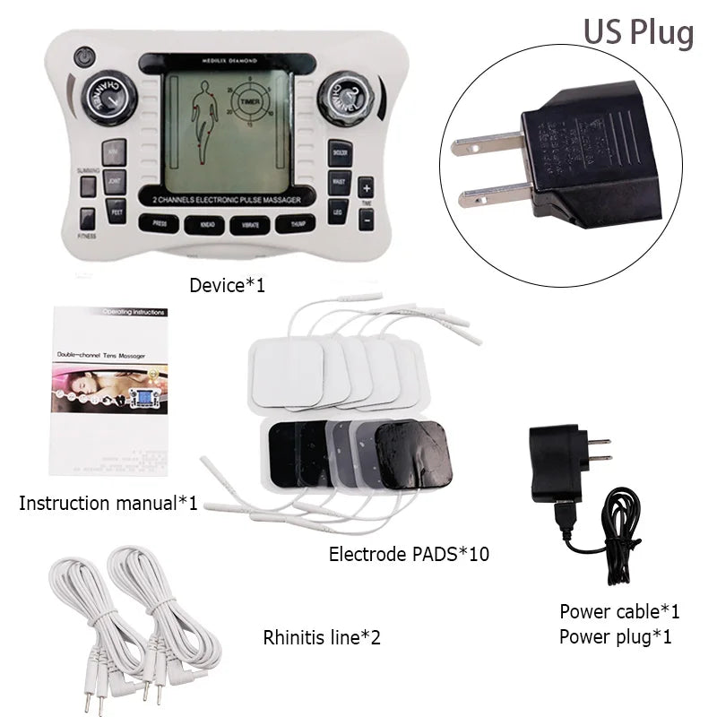 Electronic Pulse Massager Tens Ems Machine massager electrical nerve muscle stimulator Acupuncture Fat Burner Pain Relief
