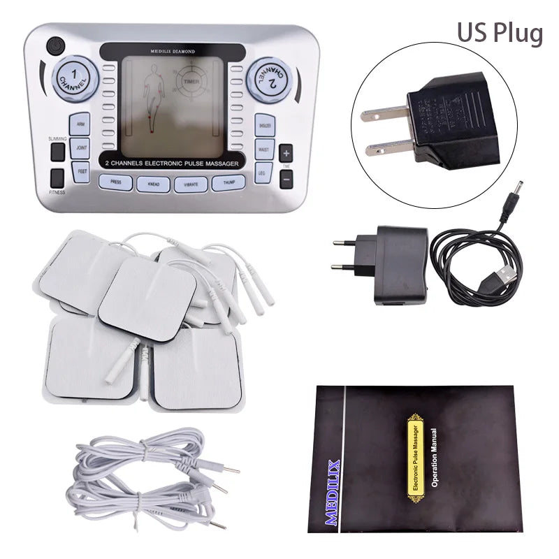 Electronic Pulse Massager Tens Ems Machine massager electrical nerve muscle stimulator Acupuncture Fat Burner Pain Relief