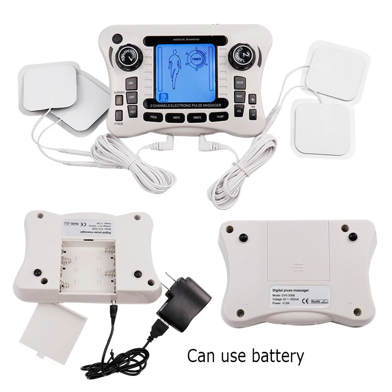 Electronic Pulse Massager Tens Ems Machine massager electrical nerve muscle stimulator Acupuncture Fat Burner Pain Relief