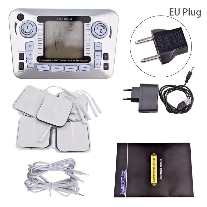Electronic Pulse Massager Tens Ems Machine massager electrical nerve muscle stimulator Acupuncture Fat Burner Pain Relief
