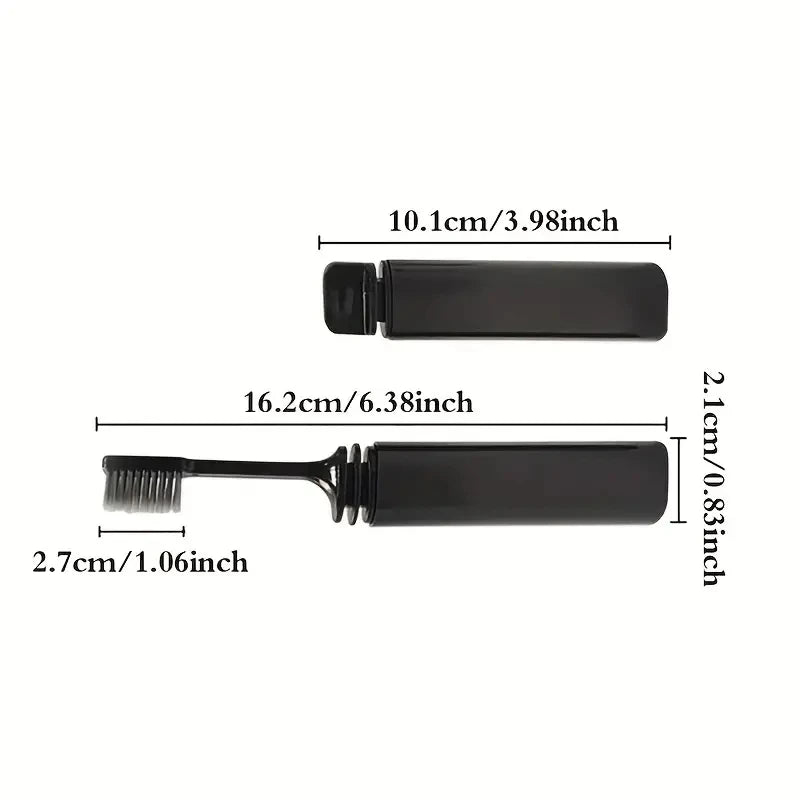 Compact Portable Charcoal Toothbrush for Travel Camping Hiking - Folding Manual Toothbrush for Adults Efficient Teeth Cleaning