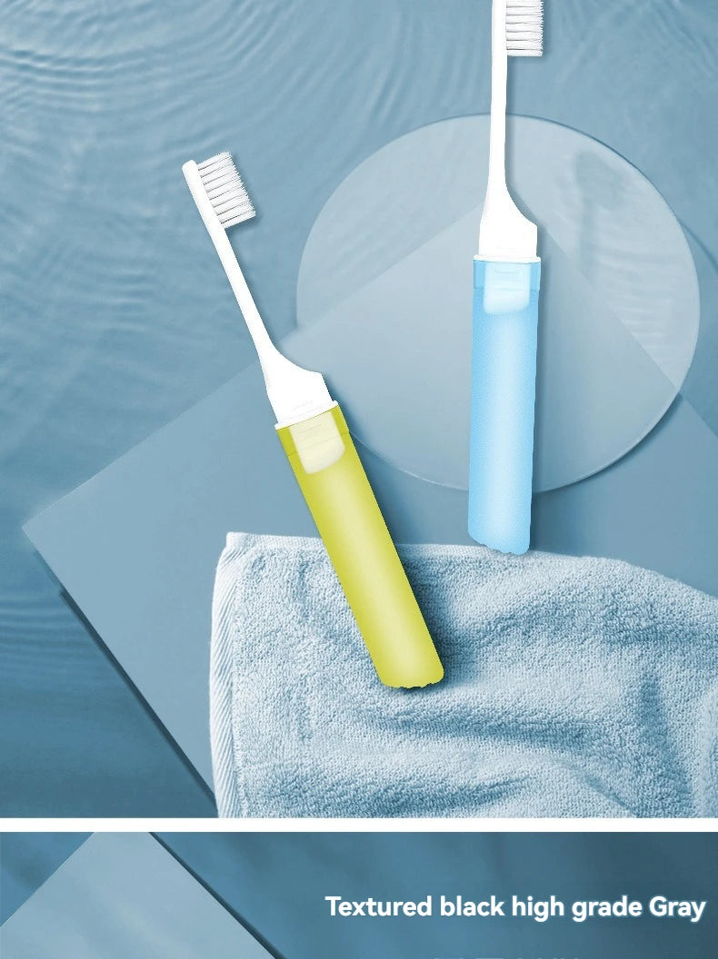 Compact Portable Charcoal Toothbrush for Travel Camping Hiking - Folding Manual Toothbrush for Adults Efficient Teeth Cleaning