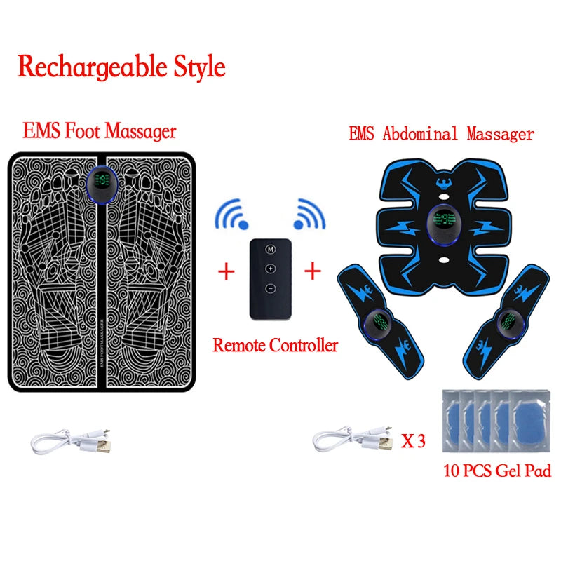 8 Modes 19 Levels Electric EMS Foot Massager Portable EMS Muscle Stimulation Massage Mat Relief Pain Relax Feet Slimming Shaping