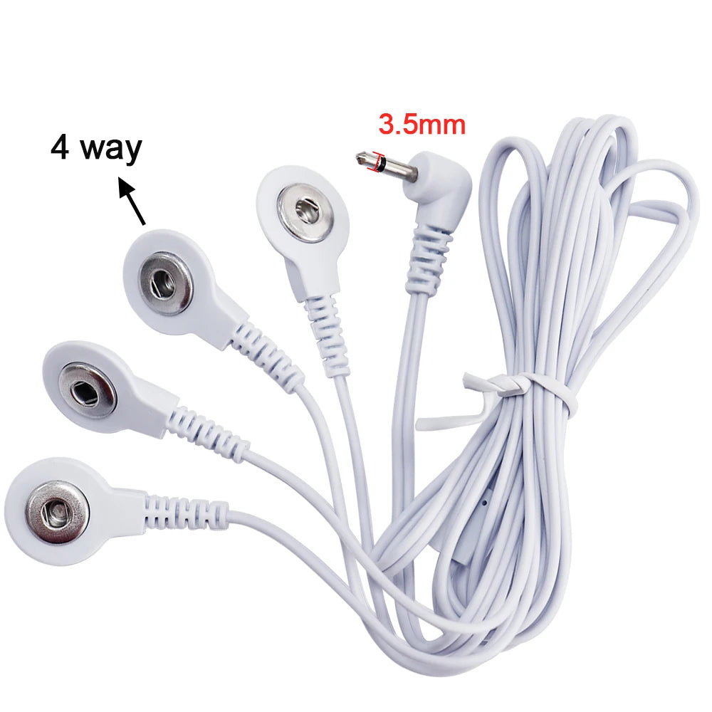 2 Way+4-Way Electrode Wire Button Cable For EMS Muscle Stimulator Electrode Pads TENS Unit Massage Machine Lead Wires Cables