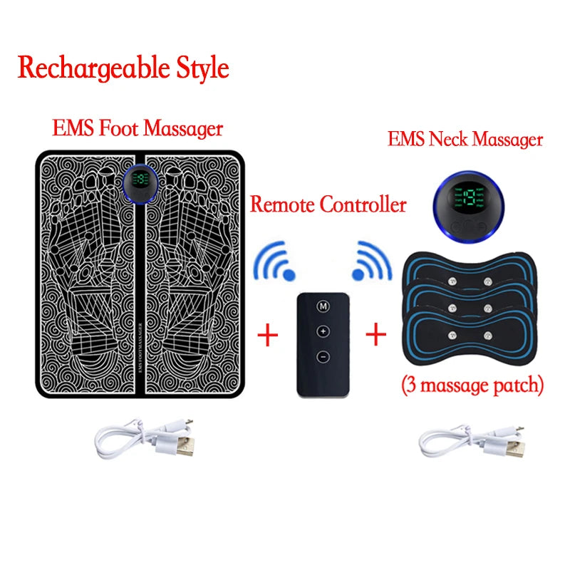8 Modes 19 Levels Electric EMS Foot Massager Portable EMS Muscle Stimulation Massage Mat Relief Pain Relax Feet Slimming Shaping
