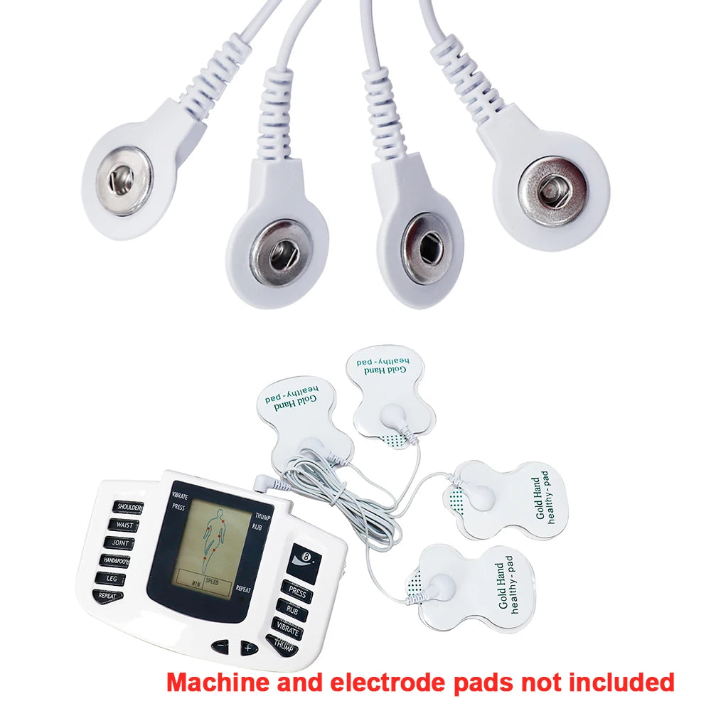 2 Way+4-Way Electrode Wire Button Cable For EMS Muscle Stimulator Electrode Pads TENS Unit Massage Machine Lead Wires Cables