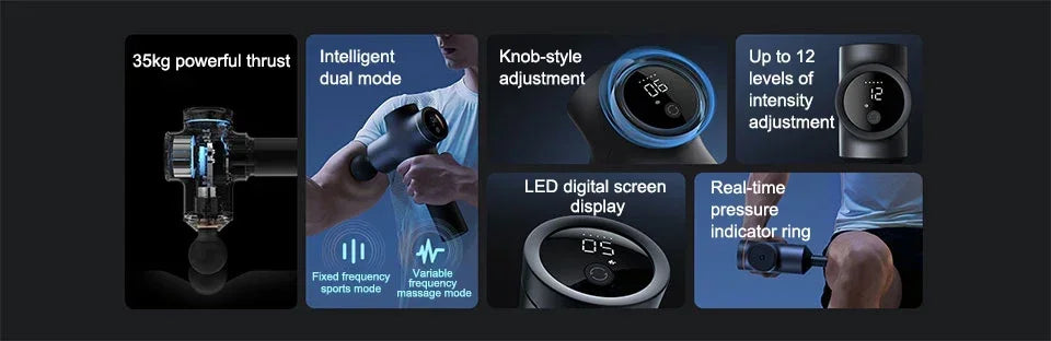 New Xiaomi Mijia Fascial Gun Pro Massage Device Muscle Relaxation 35kg Thrust Smart Dual Mode Maximum 12 Gear Force Adjustment