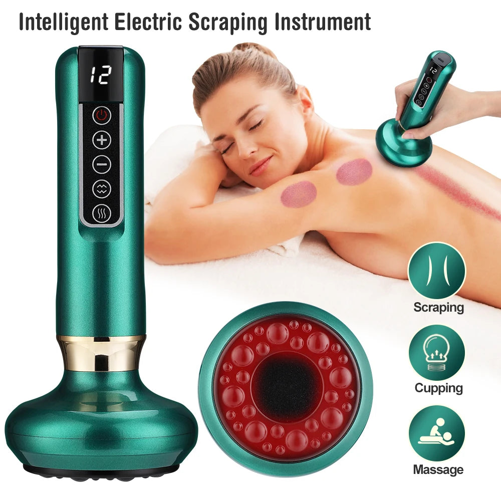 Electric Cupping Massager Vacuum Suction Cup GuaSha Anti Cellulite Health Scraping Heating Slimming Massage Acupoints Therapy