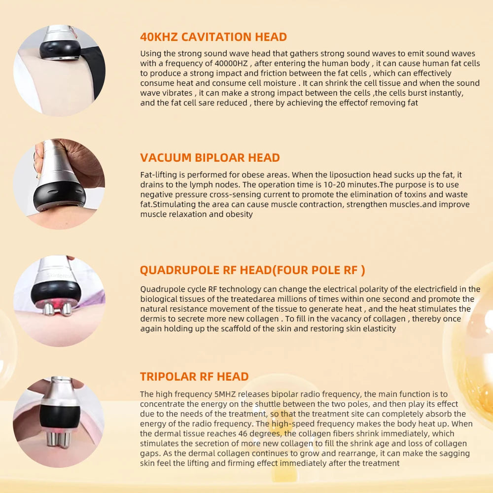 New 4 in 1 Cavitation Machine 40k Ultrasonic RF Shape Vacuum Frequency Liposuction Weight Loss Slimming Skin Tightening Liftin