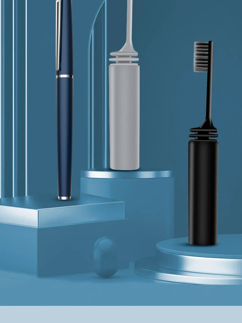 Compact Portable Charcoal Toothbrush for Travel Camping Hiking - Folding Manual Toothbrush for Adults Efficient Teeth Cleaning
