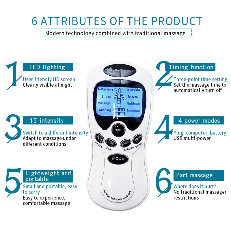 Muscle Stimulator EMS Body Massager Massage Relax Neck Back Shoulder Hand Pain Relief Tens Unit Digital Therapy Device
