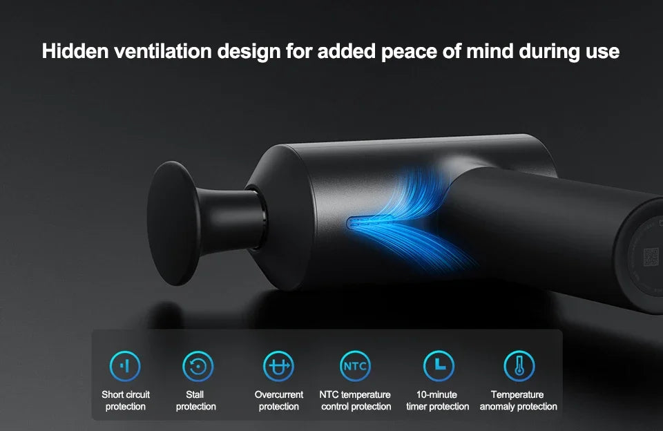 New  Mijia Fascia Gun 2 Dual Mode 3 Gear Hot Pack Mode Strong Power Intelligent Multiple Safety Protection Black