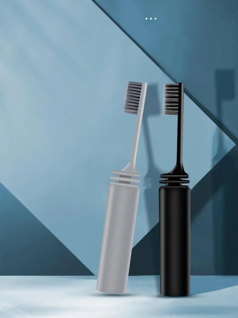 Compact Portable Charcoal Toothbrush for Travel Camping Hiking - Folding Manual Toothbrush for Adults Efficient Teeth Cleaning
