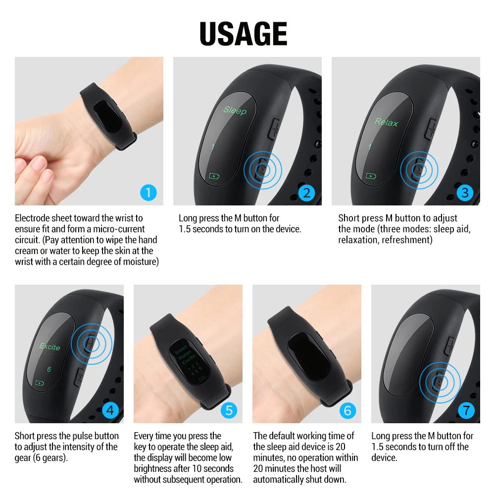 Wearable Micro-Current Sleep Aid Watch Intelligent Stress Reduction Device for Anxiety Improvement