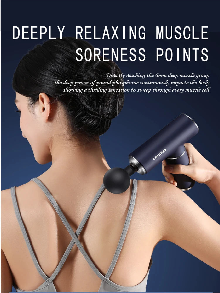 Lenovo 6 Heads Fascia Gun Professional Grade Mini Silent Sports Relaxation Massager 5th Gear Deep Tissue Electric Massage Gun