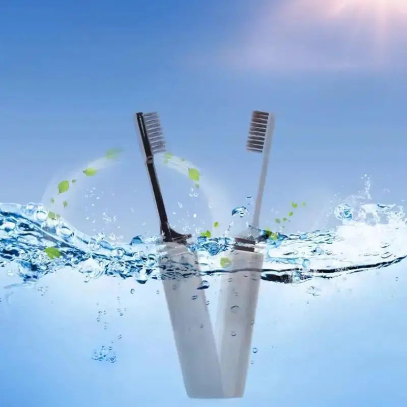 Compact Portable Charcoal Toothbrush for Travel Camping Hiking - Folding Manual Toothbrush for Adults Efficient Teeth Cleaning