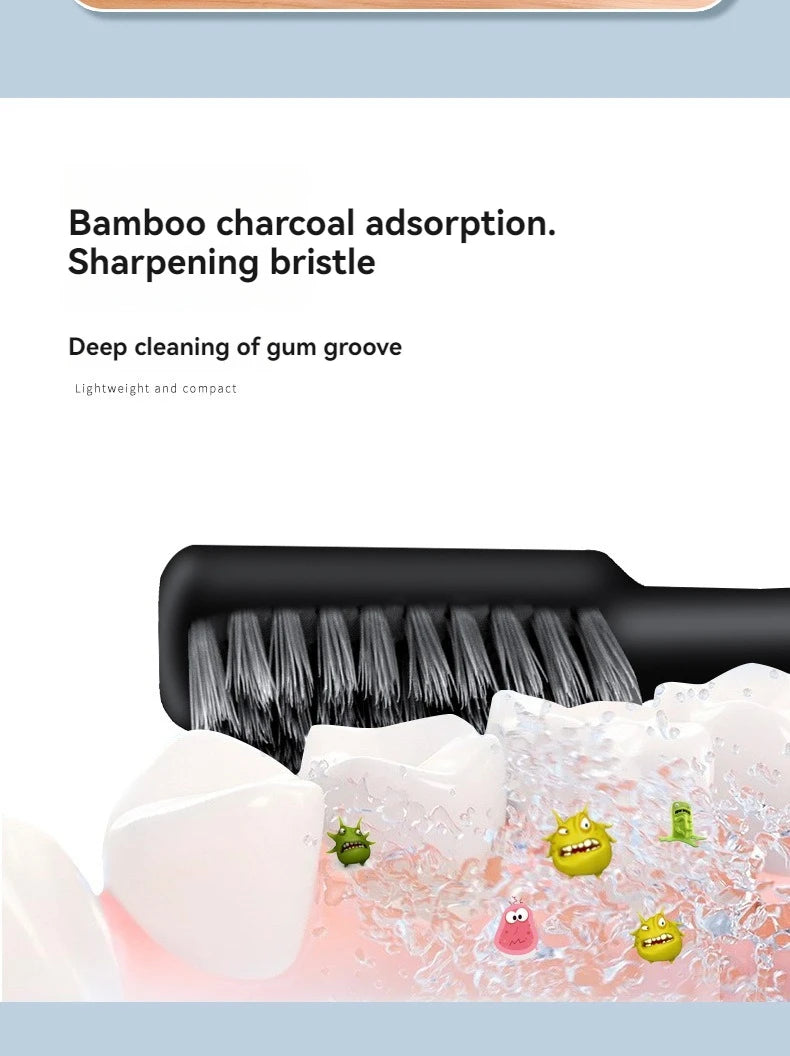 Compact Portable Charcoal Toothbrush for Travel Camping Hiking - Folding Manual Toothbrush for Adults Efficient Teeth Cleaning