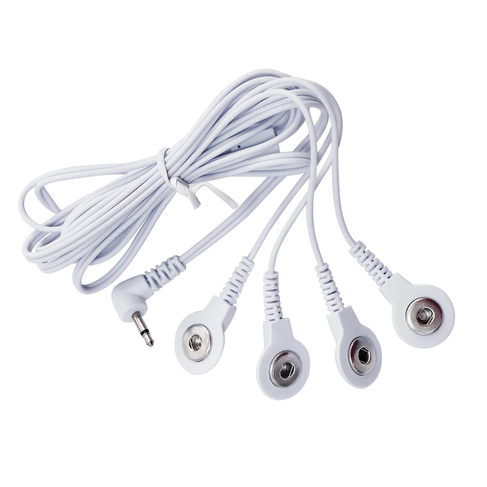 2 Way+4-Way Electrode Wire Button Cable For EMS Muscle Stimulator Electrode Pads TENS Unit Massage Machine Lead Wires Cables