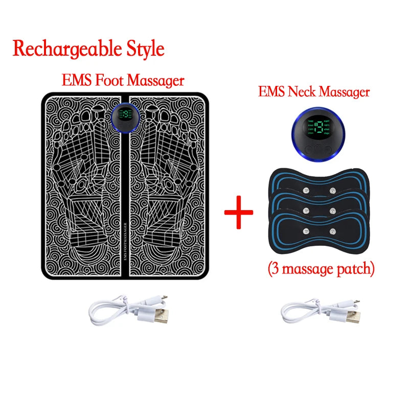 8 Modes 19 Levels Electric EMS Foot Massager Portable EMS Muscle Stimulation Massage Mat Relief Pain Relax Feet Slimming Shaping