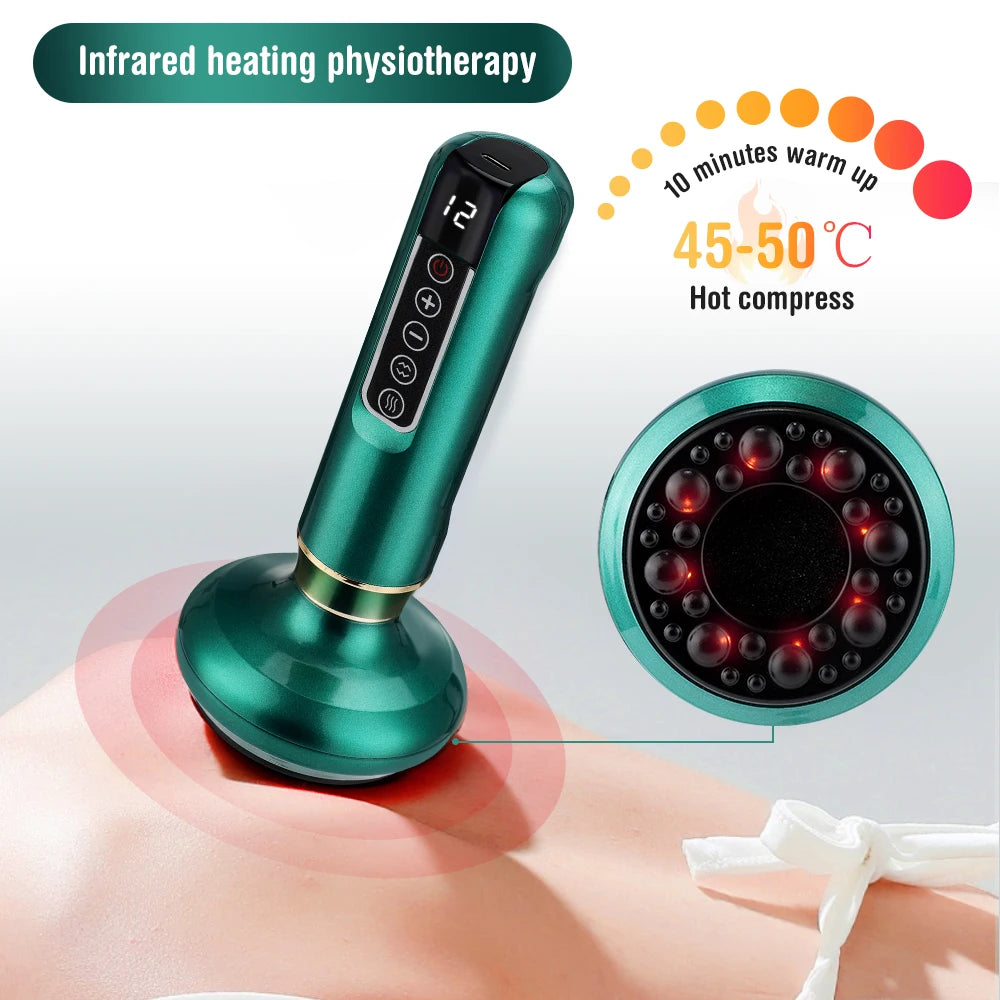 Electric Cupping Massager Vacuum Suction Cup GuaSha Anti Cellulite Health Scraping Heating Slimming Massage Acupoints Therapy