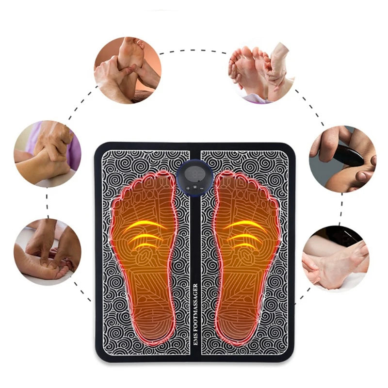 8 Modes 19 Levels Electric EMS Foot Massager Portable EMS Muscle Stimulation Massage Mat Relief Pain Relax Feet Slimming Shaping