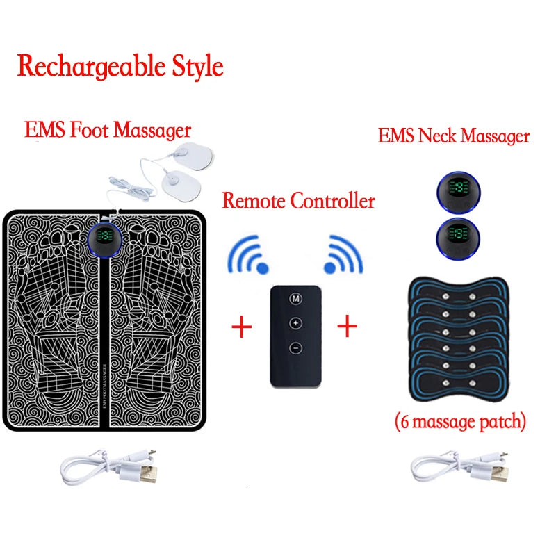 8 Modes 19 Levels Electric EMS Foot Massager Portable EMS Muscle Stimulation Massage Mat Relief Pain Relax Feet Slimming Shaping