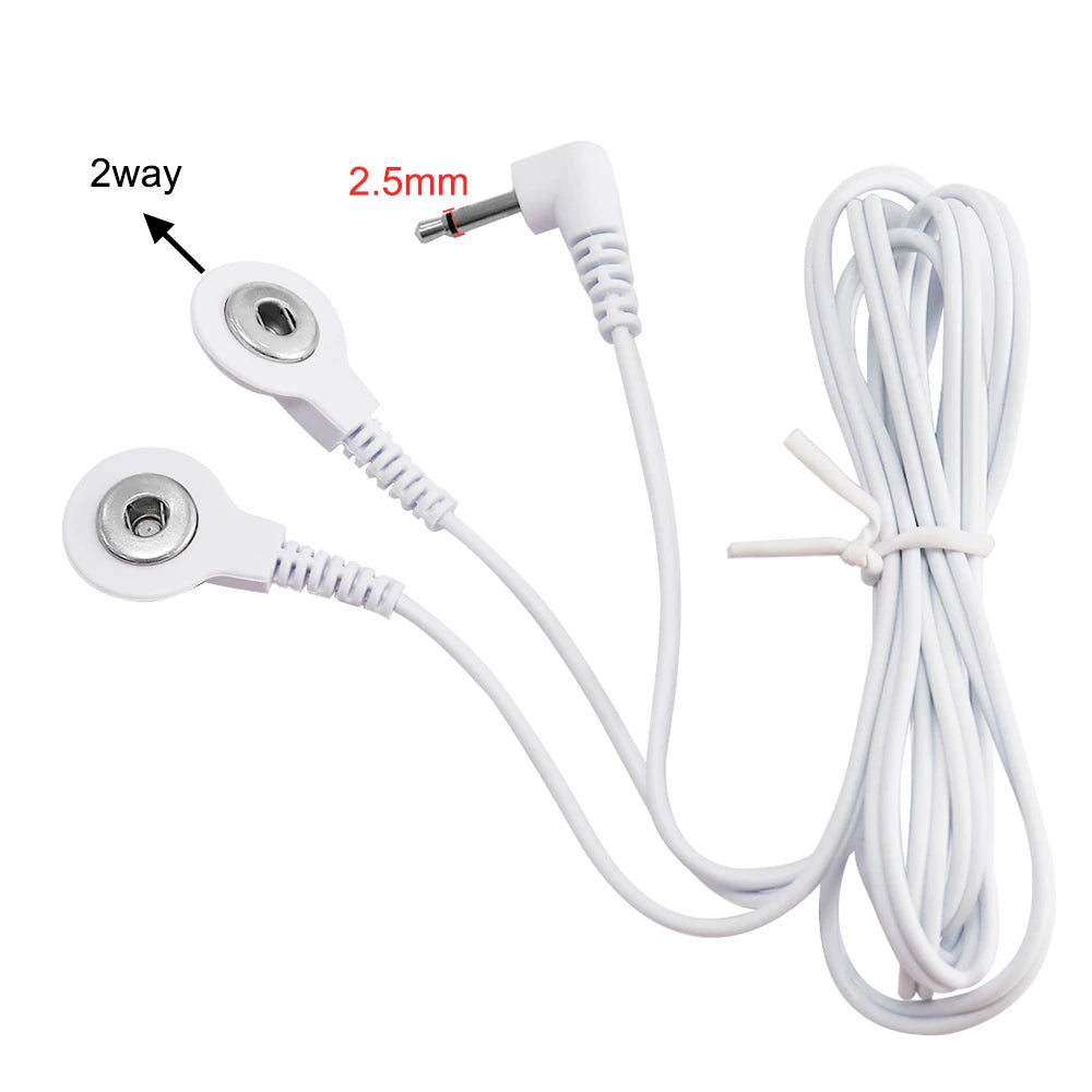 2 Way+4-Way Electrode Wire Button Cable For EMS Muscle Stimulator Electrode Pads TENS Unit Massage Machine Lead Wires Cables