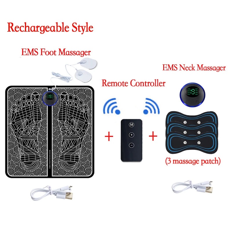 8 Modes 19 Levels Electric EMS Foot Massager Portable EMS Muscle Stimulation Massage Mat Relief Pain Relax Feet Slimming Shaping