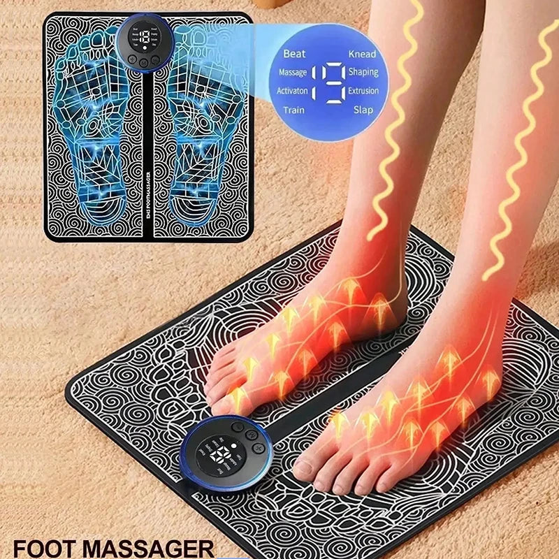 8 Modes 19 Levels Electric EMS Foot Massager Portable EMS Muscle Stimulation Massage Mat Relief Pain Relax Feet Slimming Shaping