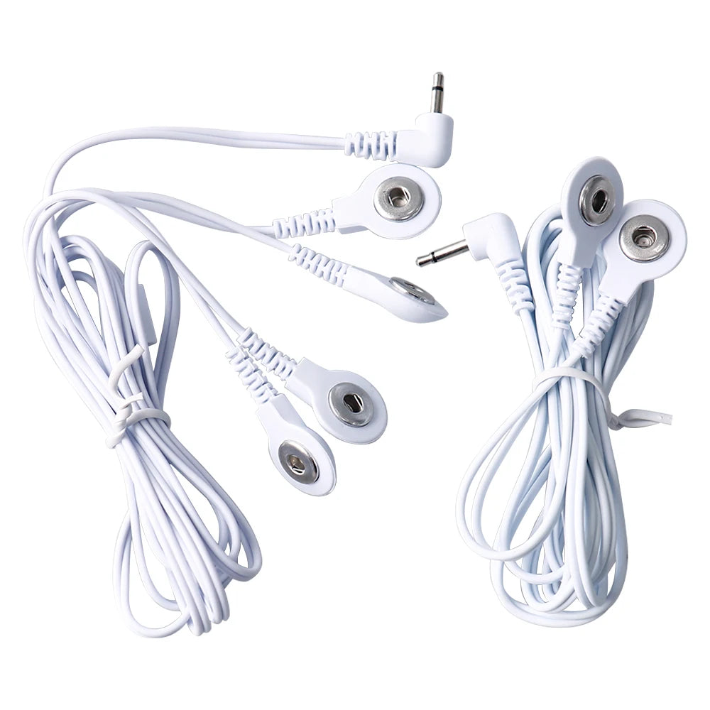 2 Way+4-Way Electrode Wire Button Cable For EMS Muscle Stimulator Electrode Pads TENS Unit Massage Machine Lead Wires Cables