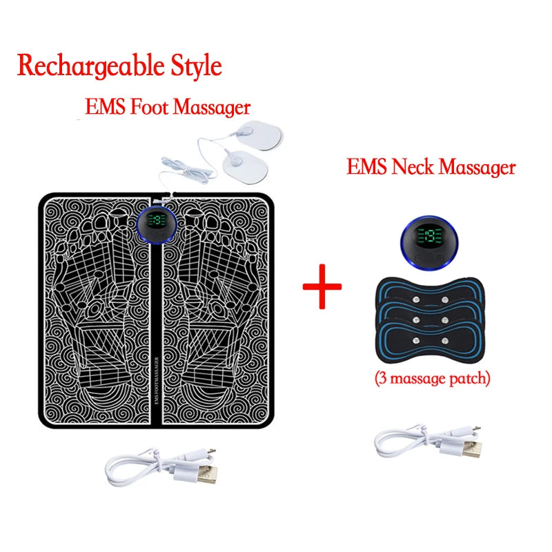 8 Modes 19 Levels Electric EMS Foot Massager Portable EMS Muscle Stimulation Massage Mat Relief Pain Relax Feet Slimming Shaping