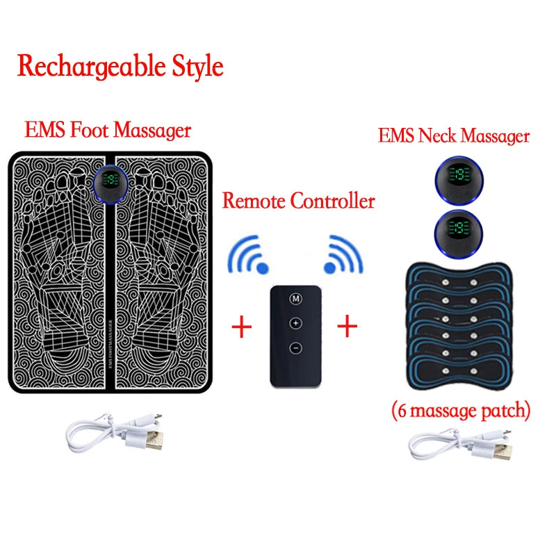 8 Modes 19 Levels Electric EMS Foot Massager Portable EMS Muscle Stimulation Massage Mat Relief Pain Relax Feet Slimming Shaping