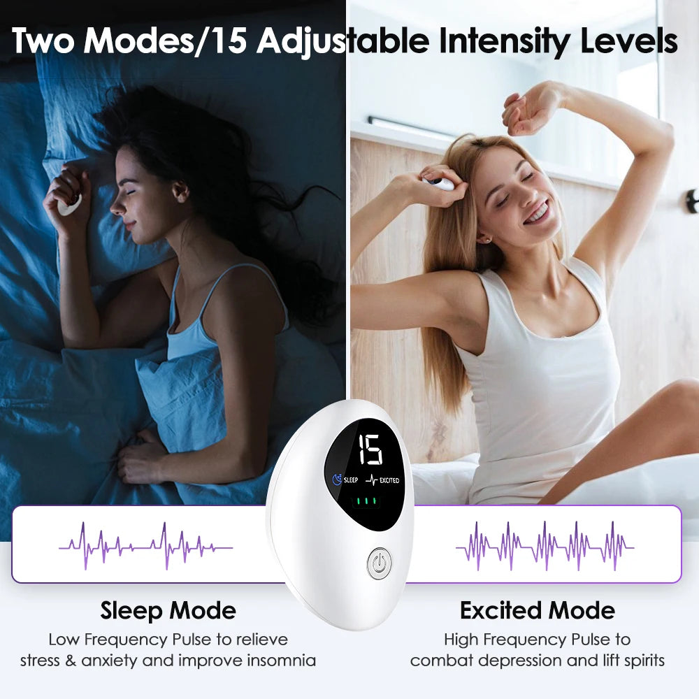 Handheld CES Sleep Aid Device Ear Clip Insomnia Anxiety Pressure Relief Health Improve Sleep Palm Pulse Massager Smart Sleeper