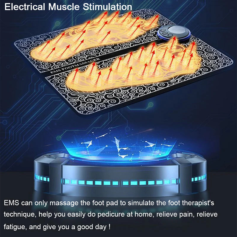 8 Modes 19 Levels Electric EMS Foot Massager Portable EMS Muscle Stimulation Massage Mat Relief Pain Relax Feet Slimming Shaping
