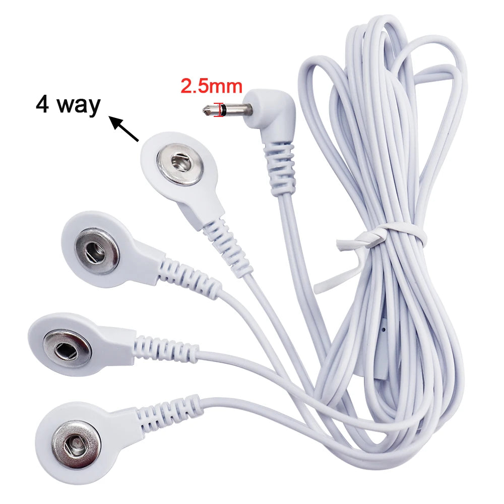 2 Way+4-Way Electrode Wire Button Cable For EMS Muscle Stimulator Electrode Pads TENS Unit Massage Machine Lead Wires Cables