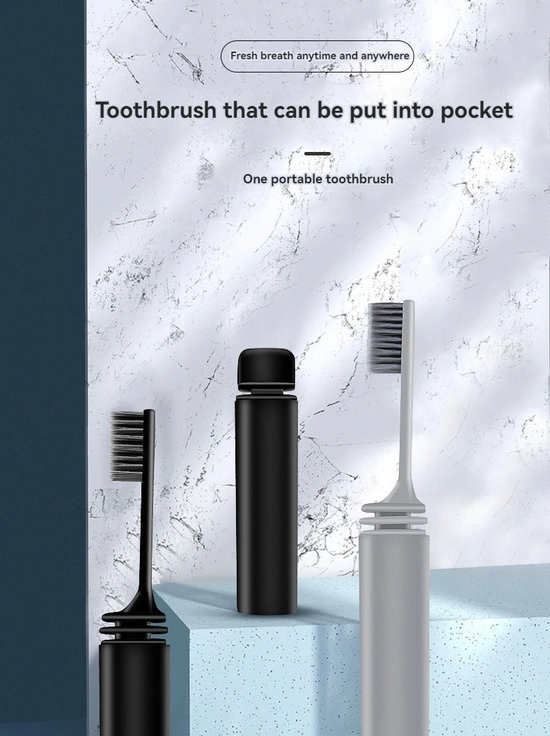 Compact Portable Charcoal Toothbrush for Travel Camping Hiking - Folding Manual Toothbrush for Adults Efficient Teeth Cleaning