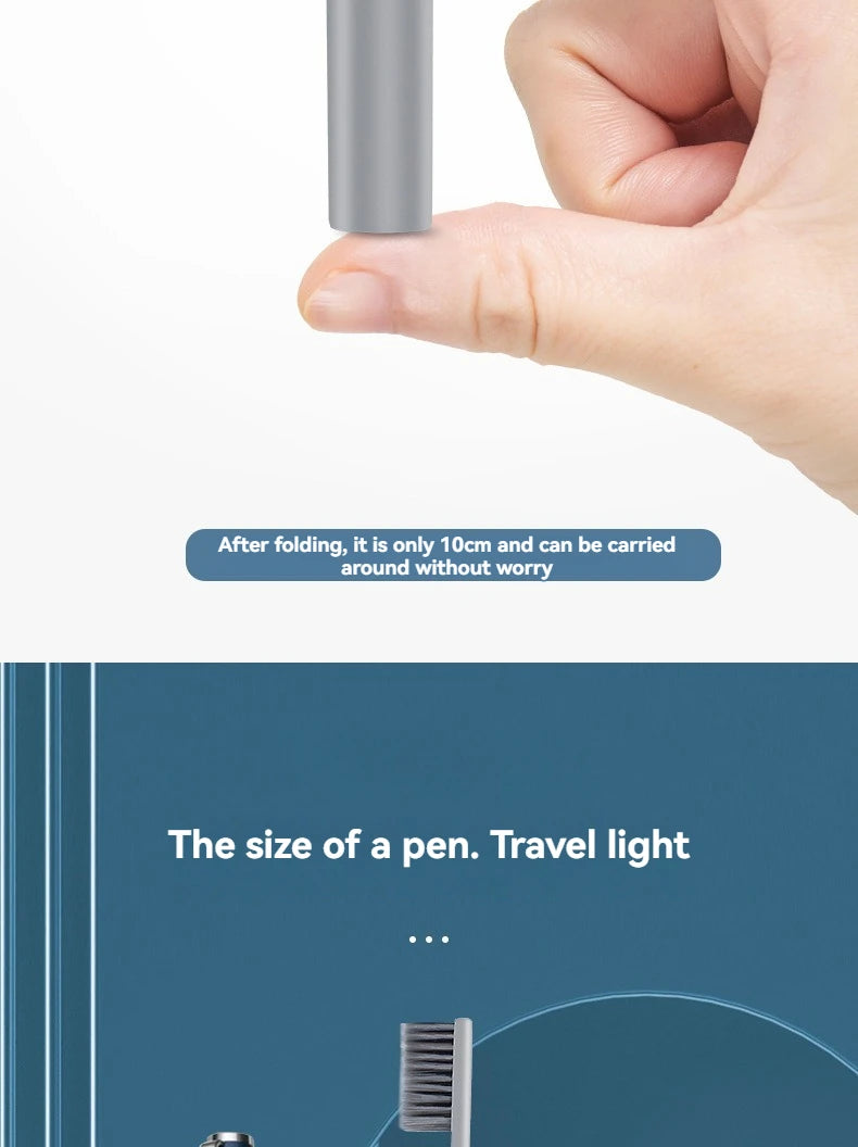 Compact Portable Charcoal Toothbrush for Travel Camping Hiking - Folding Manual Toothbrush for Adults Efficient Teeth Cleaning