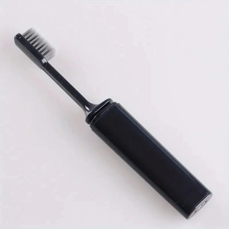 Compact Portable Charcoal Toothbrush for Travel Camping Hiking - Folding Manual Toothbrush for Adults Efficient Teeth Cleaning